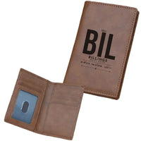 Thumbnail for Billings Logan International Airport (BIL) Leather Wallets - Card Holder Wallet - Dark - Tag