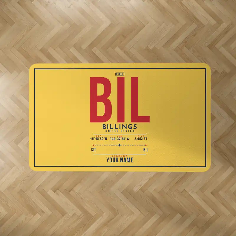 Billings Logan International Airport (BIL) Carpets - Carpet Rectangle - ID Tag + Name - Yellow V2