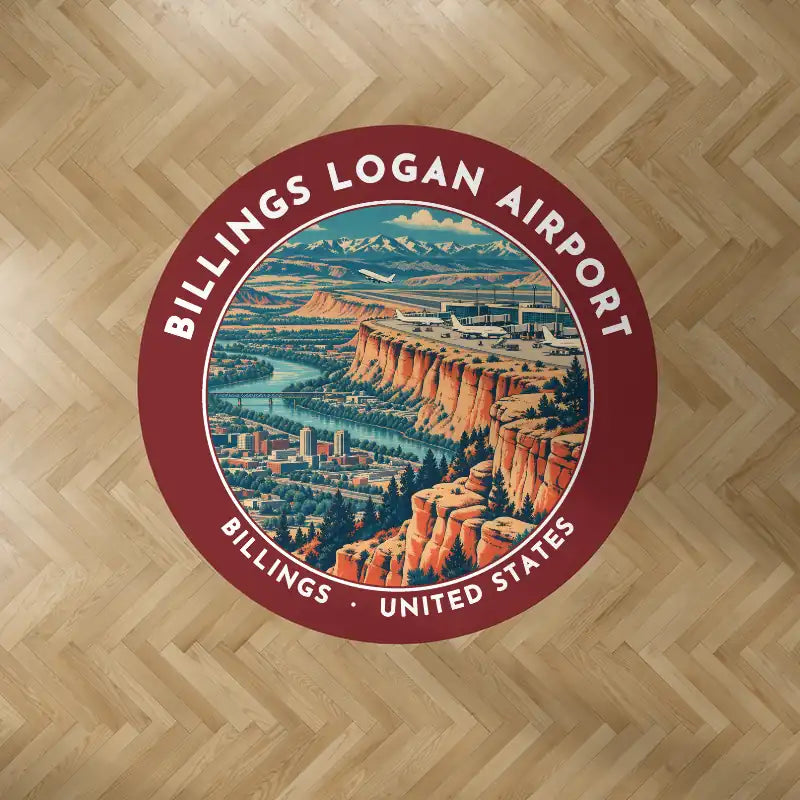 Billings Logan International Airport (BIL) Carpets - Carpet Round - Badge - Dark Red V2