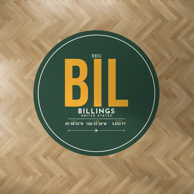 Billings Logan International Airport (BIL) Carpets - Carpet Round - ID Tag - Dark Green V2