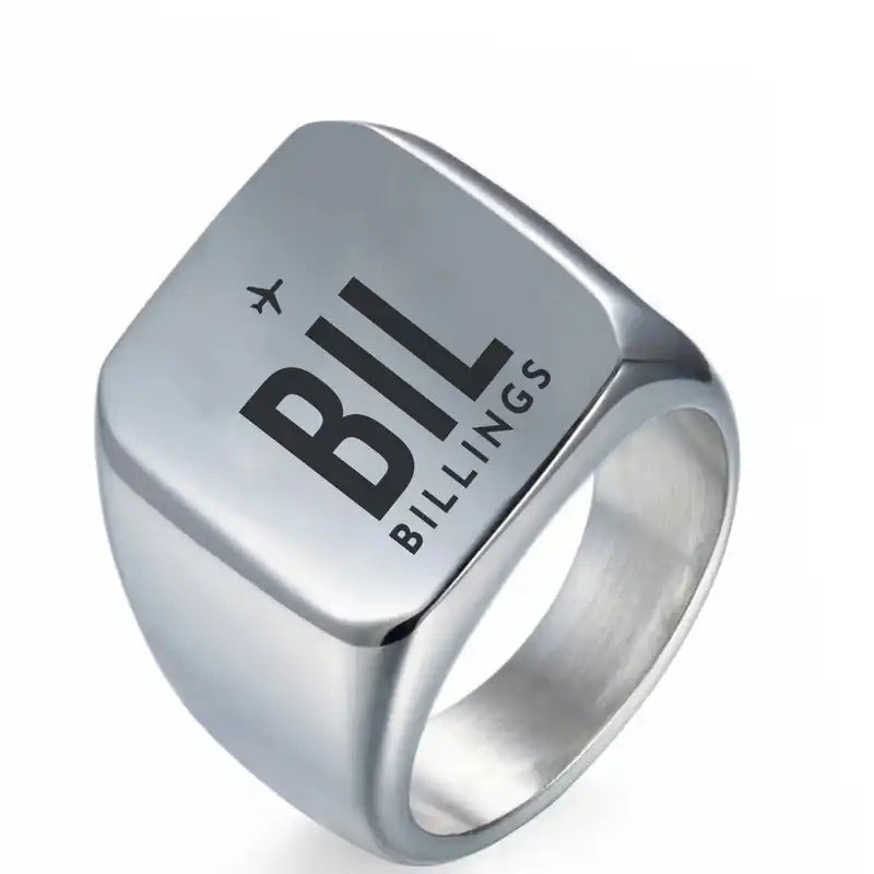 Billings Logan International Airport (BIL) Rings - Ring - Silver