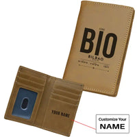 Thumbnail for Bilbao Airport (BIO) Leather Wallets - Card Holder Wallet - Light - Tag + Name