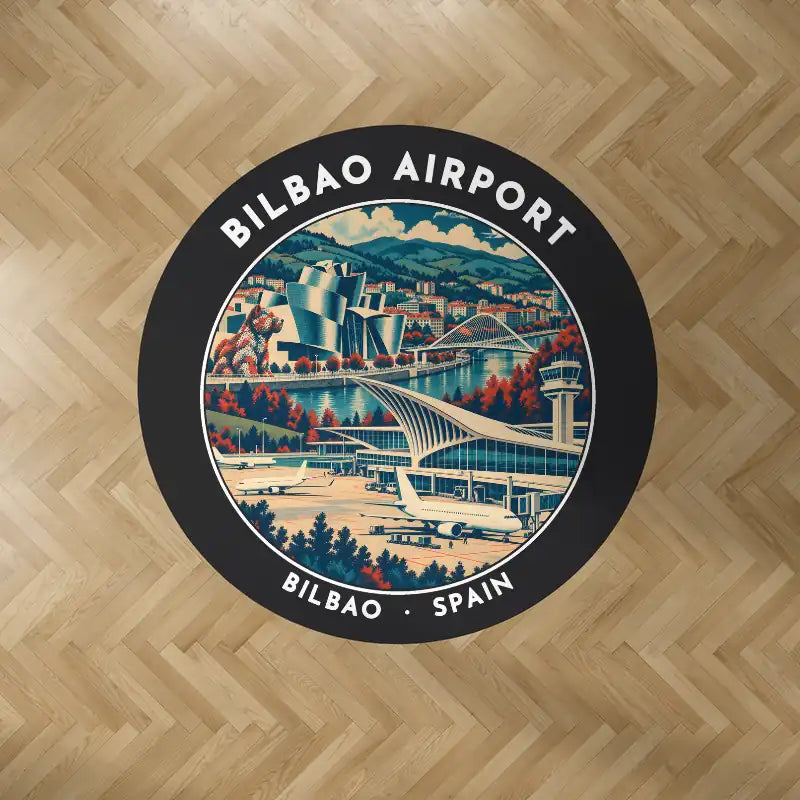 Bilbao Airport (BIO) Carpets - Carpet Round - Badge - Black V2