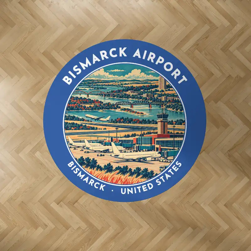 Bismarck Municipal Airport (BIS) Carpets - Carpet Round - Badge - Blue V2