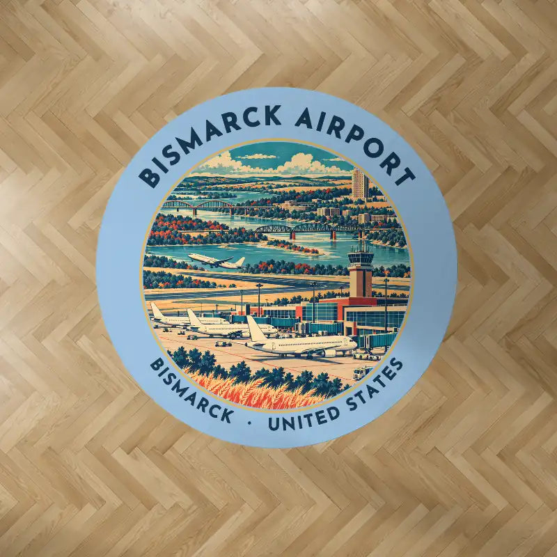 Bismarck Municipal Airport (BIS) Carpets - Carpet Round - Badge - Light Blue V2