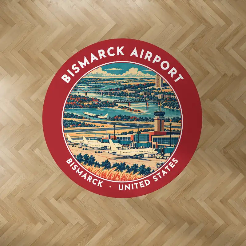 Bismarck Municipal Airport (BIS) Carpets - Carpet Round - Badge - Red V2