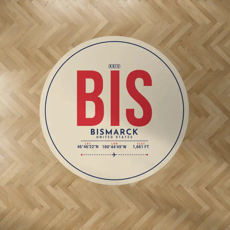 Bismarck Municipal Airport (BIS) Carpets - Carpet Round - ID Tag - Beige V2