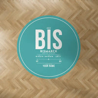 Thumbnail for Bismarck Municipal Airport (BIS) Carpets - Carpet Round - ID Tag + Name - Turquoise V2