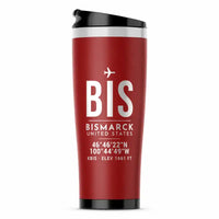 Thumbnail for Bismarck Municipal Airport (BIS) Travel Mugs - ID Tag - Stainless Steel (No Holder) - Red
