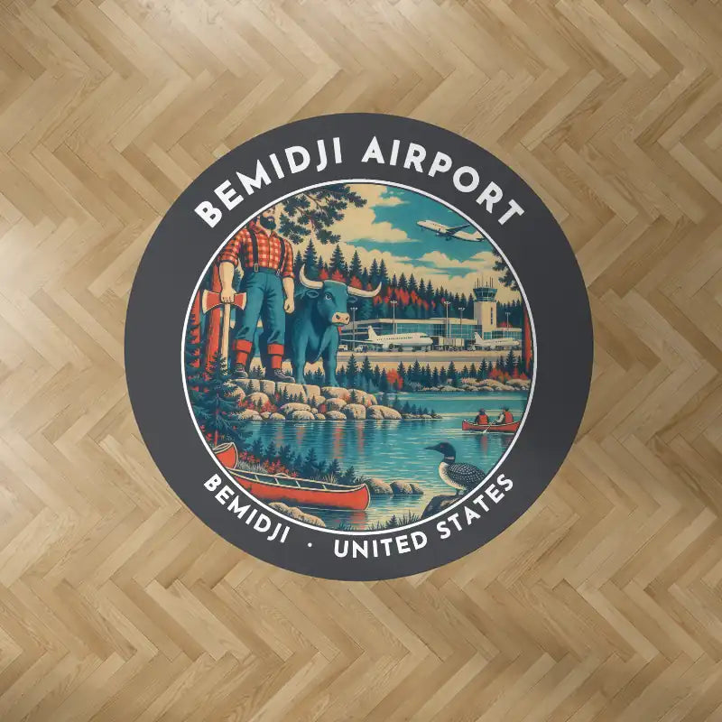 Bemidji Regional Airport (BJI) Carpets - Carpet Round - Badge - Dark Gray V2