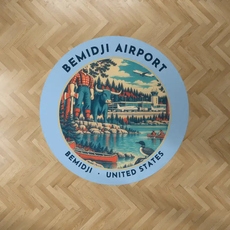 Bemidji Regional Airport (BJI) Carpets - Carpet Round - Badge - Light Blue V2