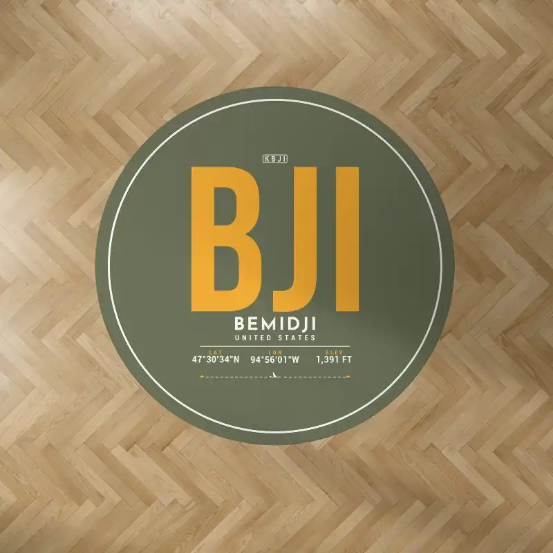 Bemidji Regional Airport (BJI) Carpets - Carpet Round - ID Tag - Green Army V2