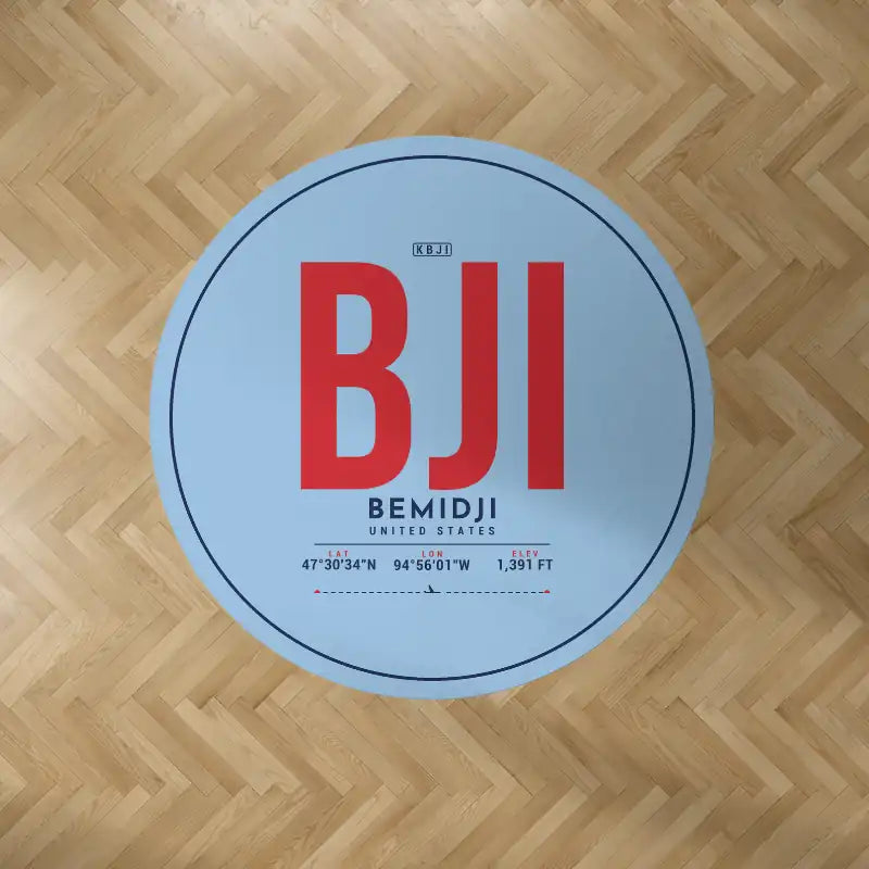 Bemidji Regional Airport (BJI) Carpets - Carpet Round - ID Tag - Light Blue V2