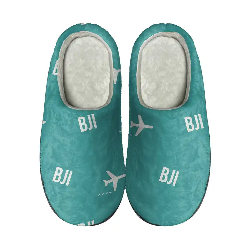 Bemidji Regional Airport (BJI) Slippers & Flip Flops - Slippers - Cotton - Pattern - Turquoise