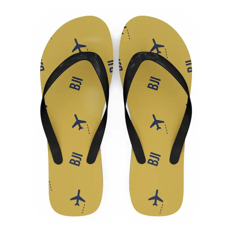 Bemidji Regional Airport (BJI) Slippers & Flip Flops - Slippers - Flip Flops - Pattern - Yellow