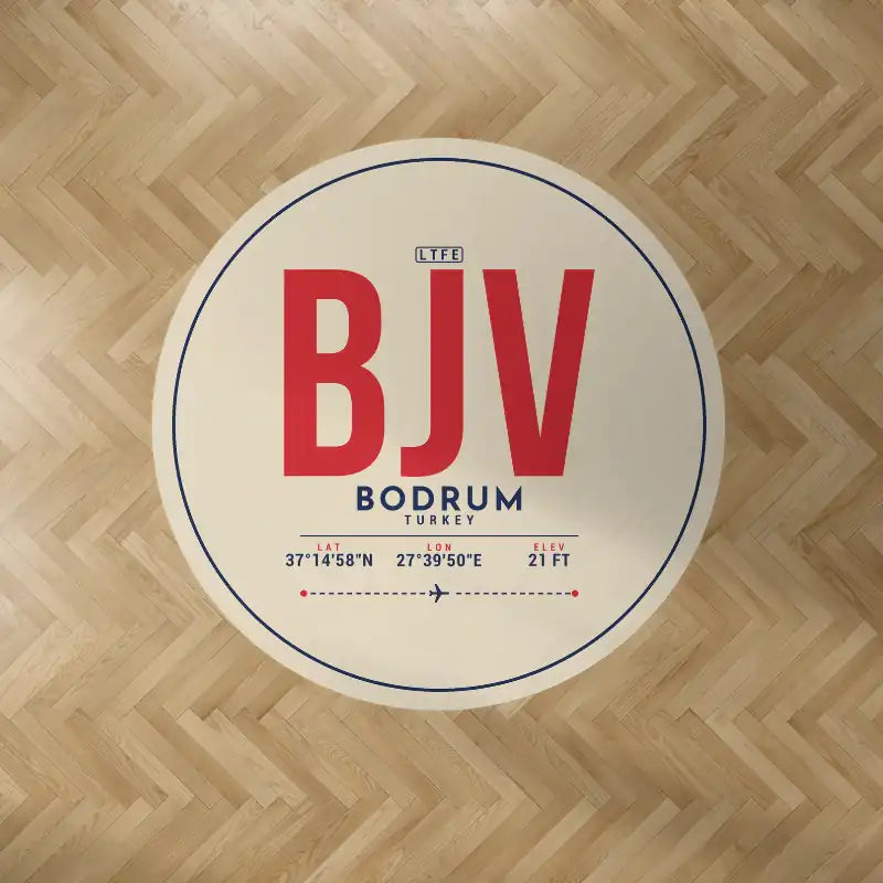 Milas-Bodrum Airport (BJV) Carpets - Carpet Round - ID Tag - Beige V2