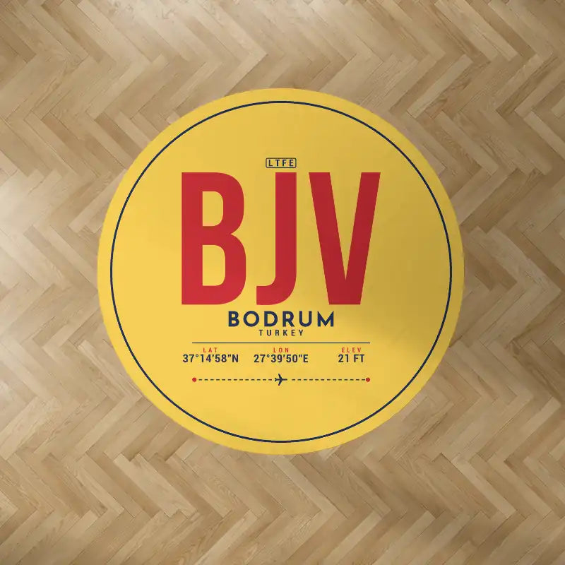 Milas-Bodrum Airport (BJV) Carpets - Carpet Round - ID Tag - Yellow V2