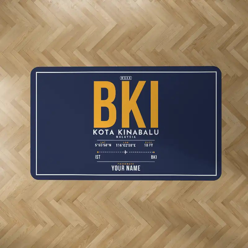 Kota Kinabalu International Airport (BKI) Carpets - Carpet Rectangle - ID Tag + Name - Dark Blue V2