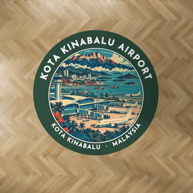Kota Kinabalu International Airport (BKI) Carpets - Carpet Round - Badge - Dark Green V2