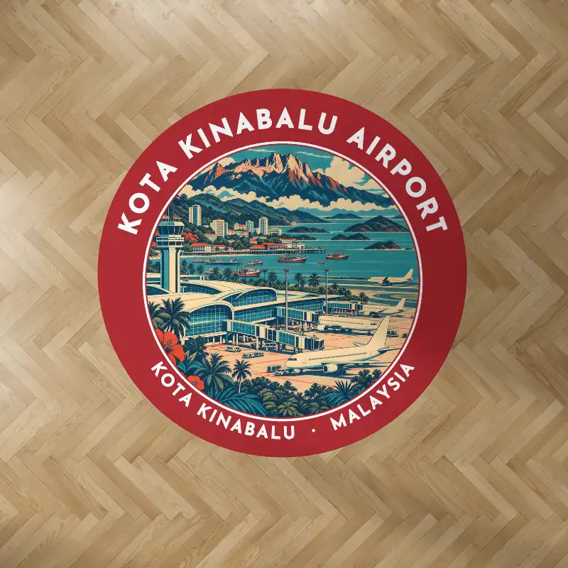 Kota Kinabalu International Airport (BKI) Carpets - Carpet Round - Badge - Red V2