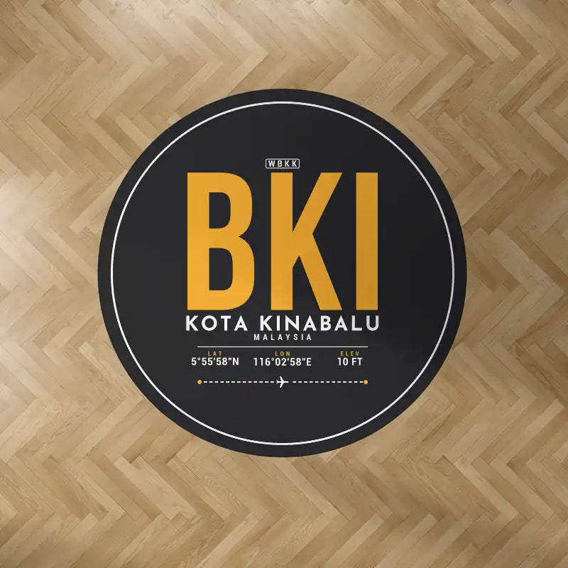 Kota Kinabalu International Airport (BKI) Carpets - Carpet Round - ID Tag - Black V2