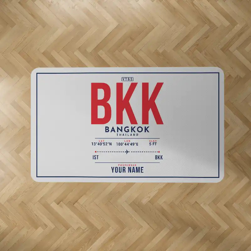 Bangkok Suvarnabhumi Airport (BKK) Carpets - Carpet Rectangle - ID Tag + Name - Light Gray V2