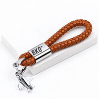 Thumbnail for Modibo Keita International Airport (BKO) Leather Key Chains - Leather Key Chain - Braided Leather - Original Design - Brown