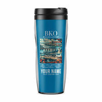 Thumbnail for Modibo Keita International Airport (BKO) Travel Mugs - Poster + Name - Plastic (No Holder) - Light Blue