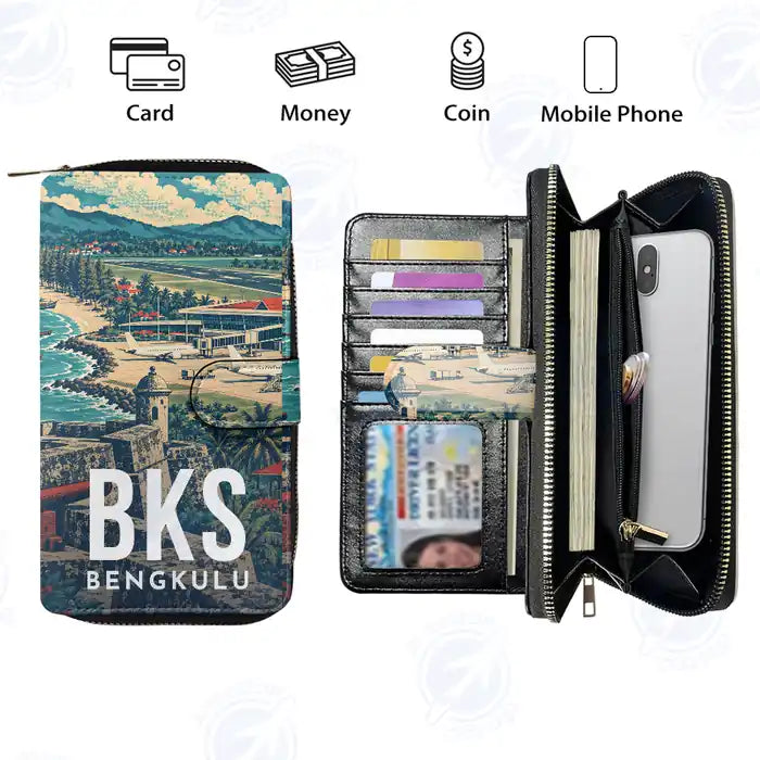 Fatmawati Soekarno Airport (BKS) Leather Wallets - Zip Long Wallet - Scene