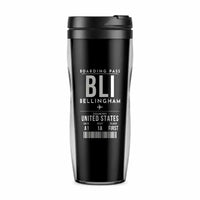 Thumbnail for Bellingham International Airport (BLI) Travel Mugs - Boarding Pass - Plastic (No Holder) - Black