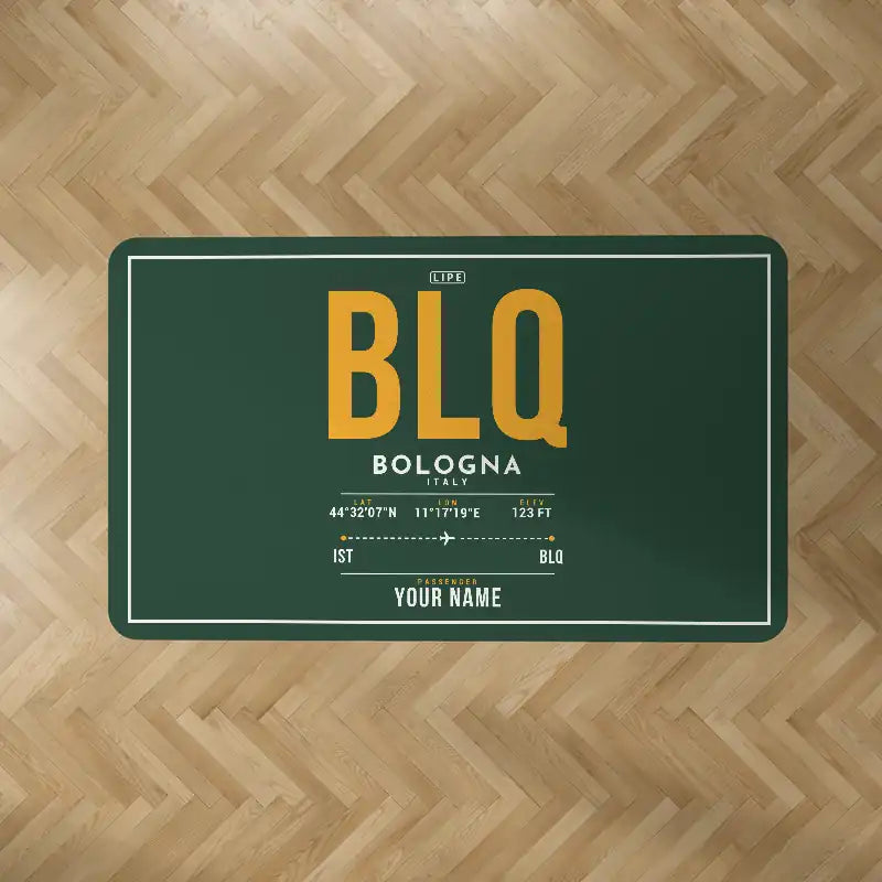 Bologna Guglielmo Marconi Airport (BLQ) Carpets - Carpet Rectangle - ID Tag + Name - Dark Green V2