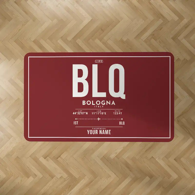 Bologna Guglielmo Marconi Airport (BLQ) Carpets - Carpet Rectangle - ID Tag + Name - Dark Red V2