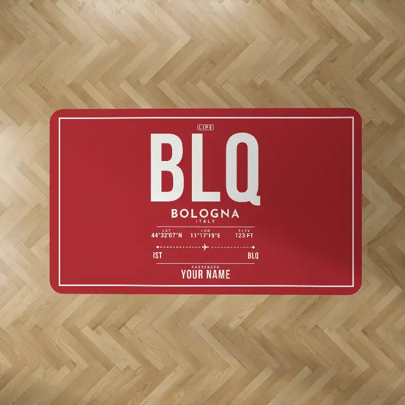 Bologna Guglielmo Marconi Airport (BLQ) Carpets - Carpet Rectangle - ID Tag + Name - Red V2