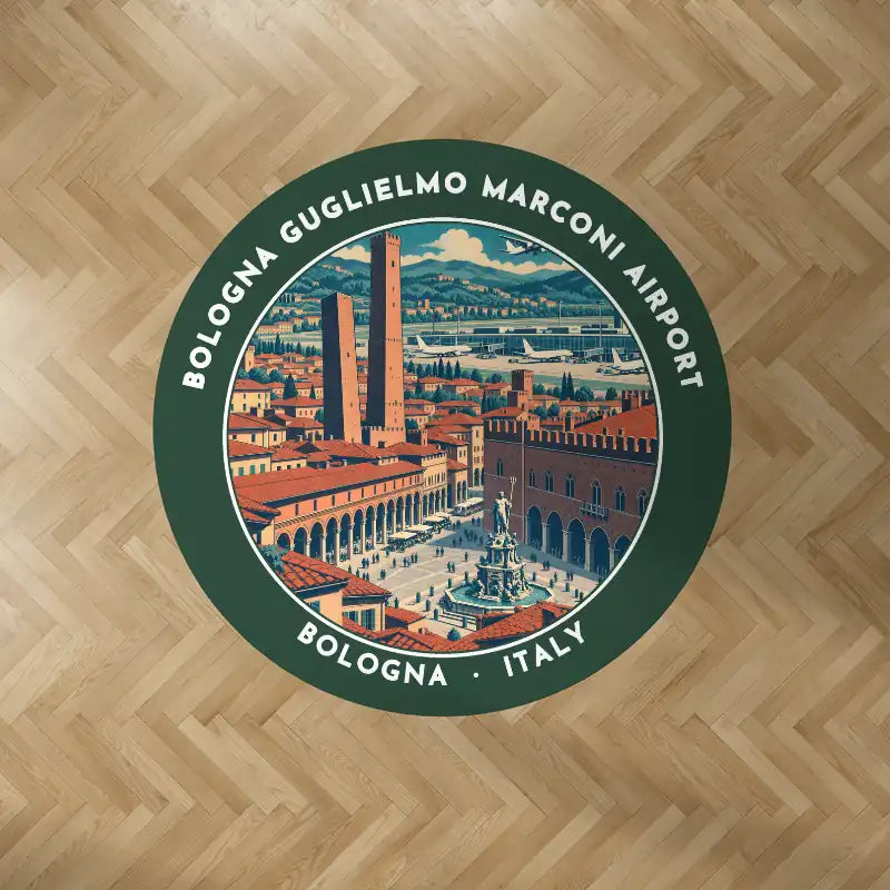 Bologna Guglielmo Marconi Airport (BLQ) Carpets - Carpet Round - Badge - Dark Green V2