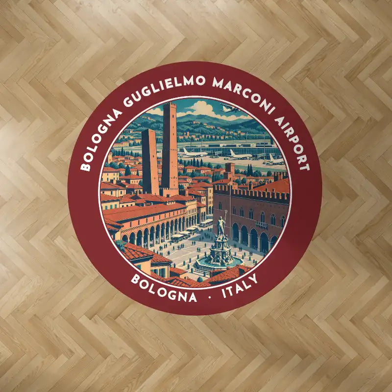 Bologna Guglielmo Marconi Airport (BLQ) Carpets - Carpet Round - Badge - Dark Red V2