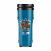Thumbnail for Bologna Guglielmo Marconi Airport (BLQ) Travel Mugs - Badge + Name - Plastic (No Holder) - Light Blue
