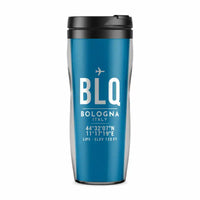 Thumbnail for Bologna Guglielmo Marconi Airport (BLQ) Travel Mugs - ID Tag - Plastic (No Holder) - Light Blue
