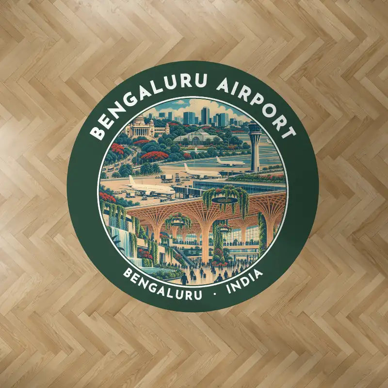 Kempegowda International Airport Bengaluru (BLR) Carpets - Carpet Round - Badge - Dark Green V2