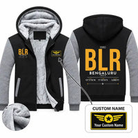 Thumbnail for Kempegowda International Airport Bengaluru (BLR) Zipped Sweatshirts - Tag + Name - Black & Gray