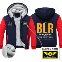 Thumbnail for Kempegowda International Airport Bengaluru (BLR) Zipped Sweatshirts - Tag + Name - Navy & Red