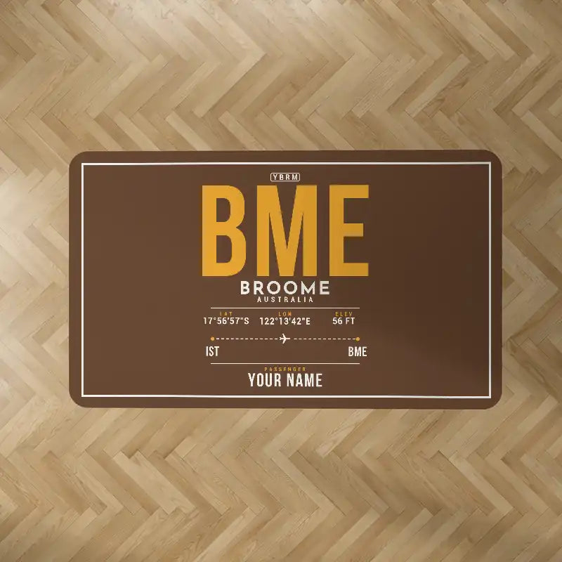 Broome International Airport (BME) Carpets - Carpet Rectangle - ID Tag + Name - Brown V2