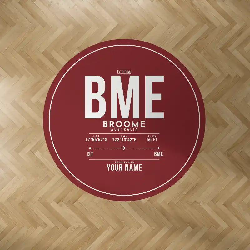 Broome International Airport (BME) Carpets - Carpet Round - ID Tag + Name - Dark Red V2
