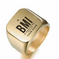 Thumbnail for Central Illinois Regional Airport (BMI) Rings - Ring - Golden + Name