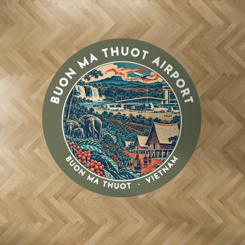 Buon Ma Thuot Airport (BMV) Carpets - Carpet Round - Badge - Green Army V2