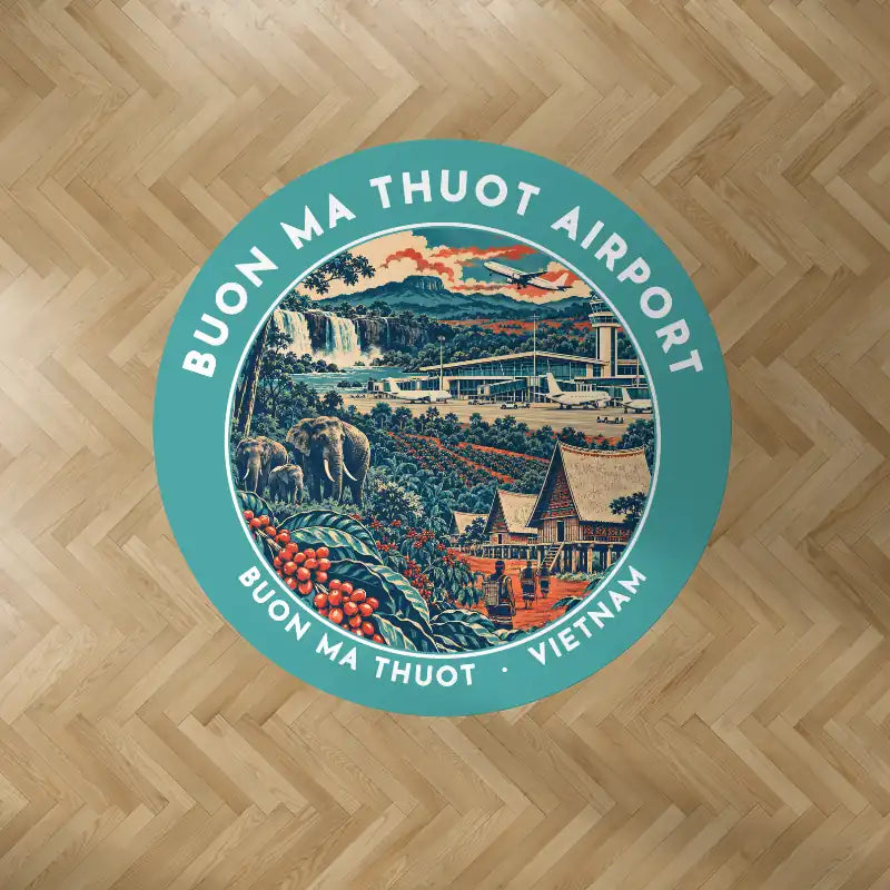 Buon Ma Thuot Airport (BMV) Carpets - Carpet Round - Badge - Turquoise V2