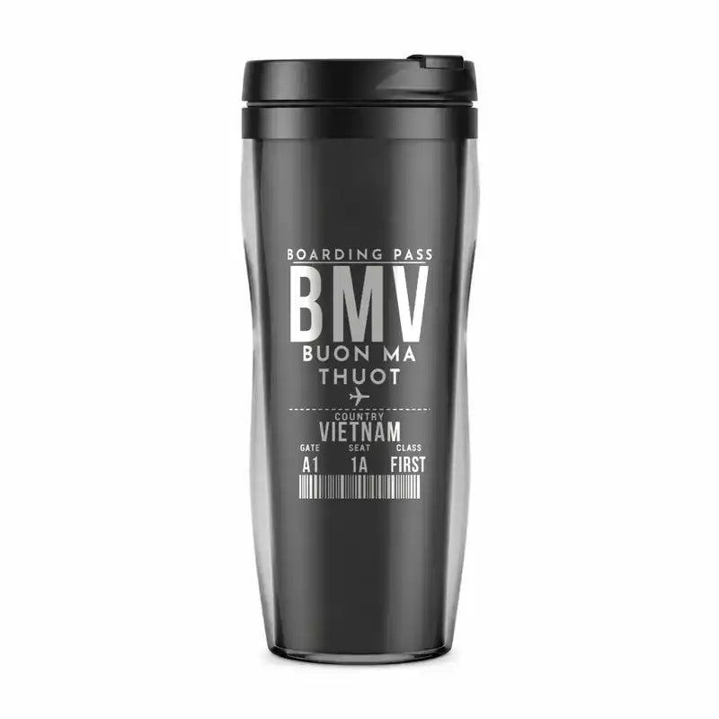 Buon Ma Thuot Airport (BMV) Travel Mugs - Boarding Pass - Plastic (No Holder) - Gray