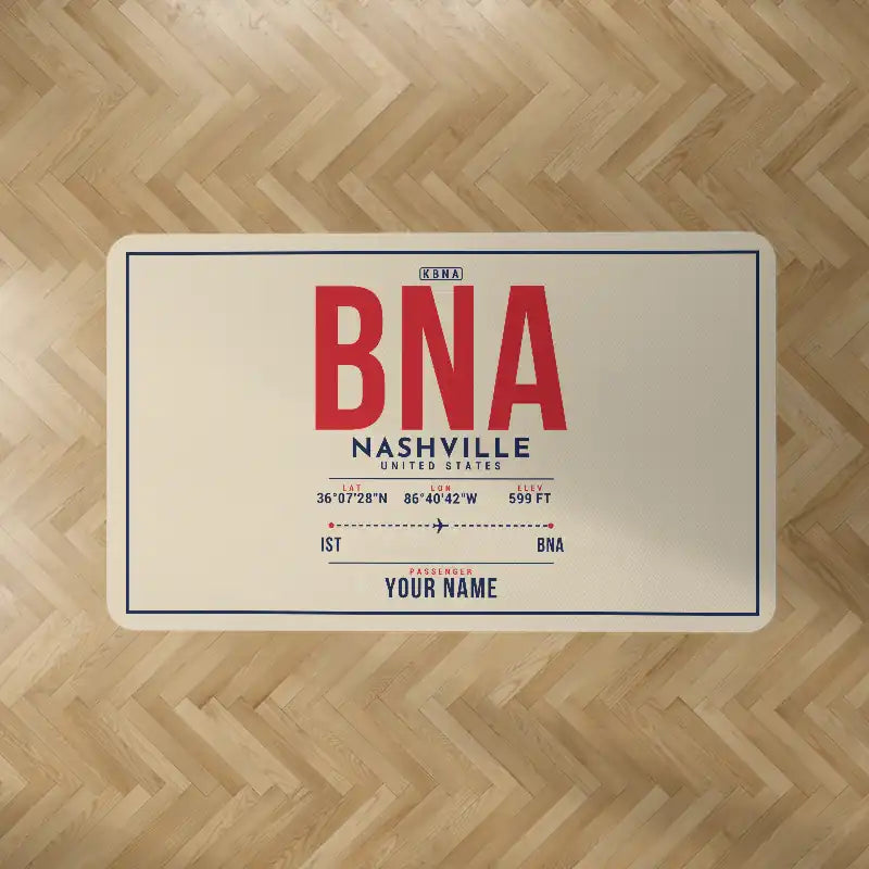 Nashville International Airport (BNA) Carpets - Carpet Rectangle - ID Tag + Name - Beige V2