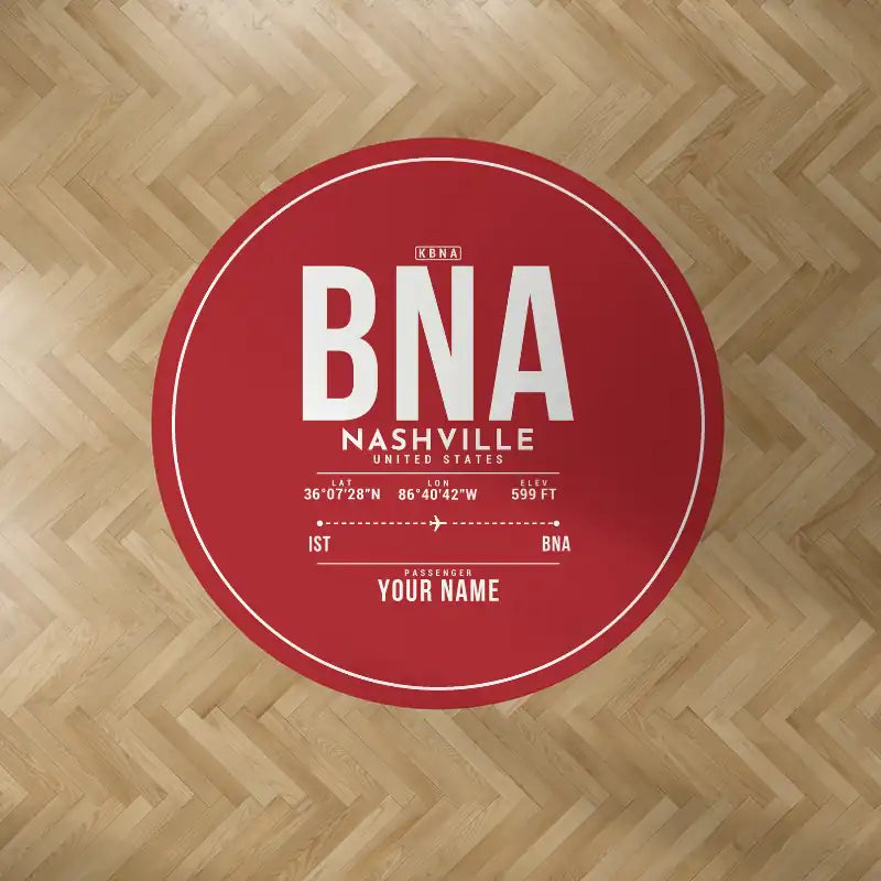 Nashville International Airport (BNA) Carpets - Carpet Round - ID Tag + Name - Red V2