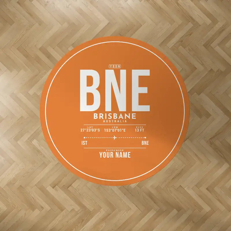 Brisbane Airport (BNE) Carpets - Carpet Round - ID Tag + Name - Orange V2