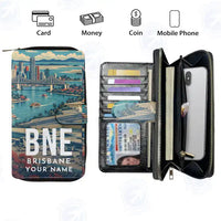 Thumbnail for Brisbane Airport (BNE) Leather Wallets - Zip Long Wallet - Scene + Name